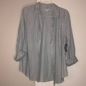 Old Navy Blue/White Striped Button Down